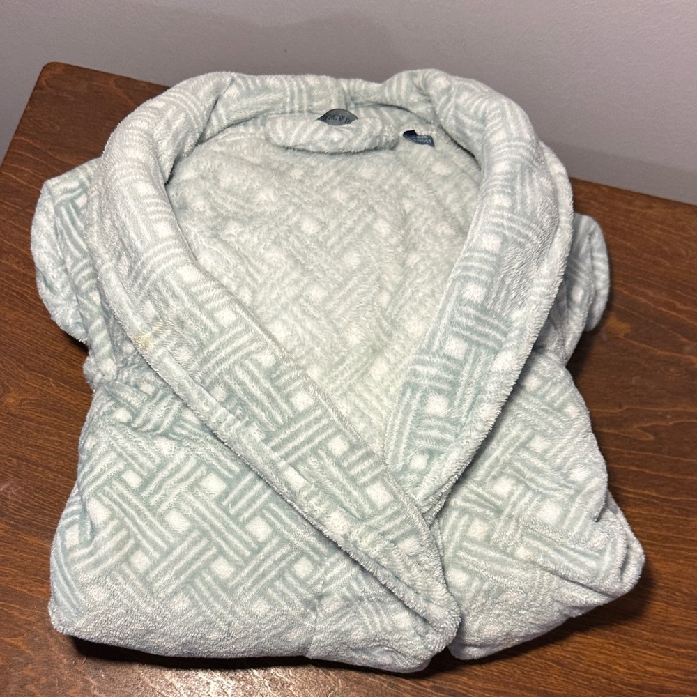 Blanc & Bleu Cozy Grey Patterned Robe size OS New